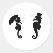 Victorian Seahorses Round Sticker
