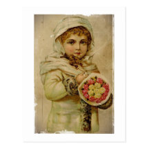 Victorian Snow Girl with Roses Post Card