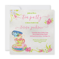 Victorian Stacked Tea Cups Tea Party Invitation