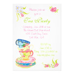 Victorian Stacked Tea Cups Tea Party Invitation