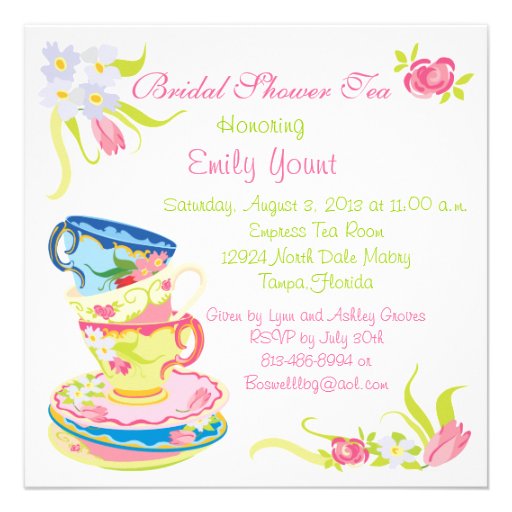Victorian Stacked Tea Cups Tea Party Invitation