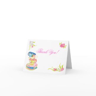 Victorian Stacked Tea Cups Tea Thank you notes zazzle_card