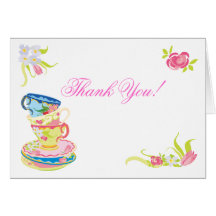 Victorian Stacked Tea Cups Tea Thank you notes Card