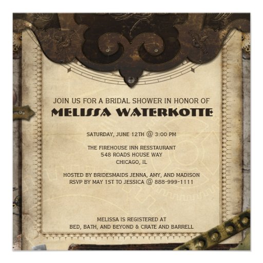 Victorian Steampunk Bridal Shower Invitation