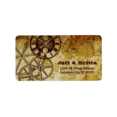 Victorian Steampunk (Gears) Wedding Address Personalized Address Label