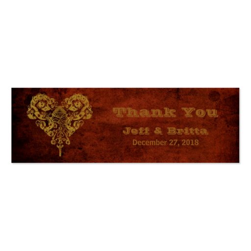 Victorian Steampunk (Heart) Wedding Favor Tags Business Cards (front side)