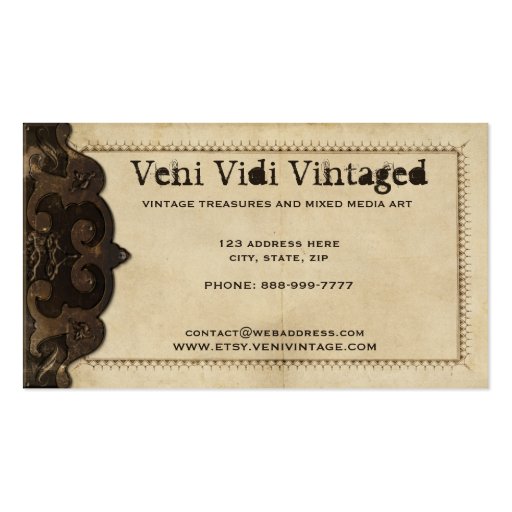 Victorian Steampunk Leather Flap Business Cards (back side)