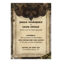 Victorian Steampunk Leather Wedding Invitation