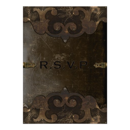 Victorian Steampunk Leather Wedding Invitation