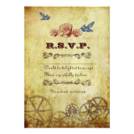 Victorian Steampunk RSVP Card w/ envelopes Personalized Invitations