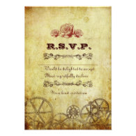 Victorian Steampunk RSVP Card w/ envelopes Invitations