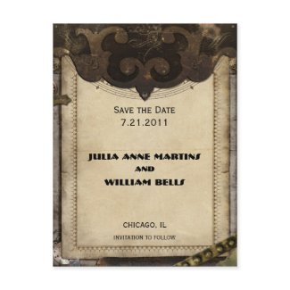 Victorian Steampunk Save the Date Postcards postcard