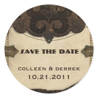 Victorian Steampunk Save the Date Stickers sticker