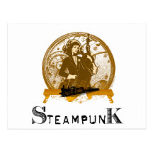 Victorian steampunk space gal post card