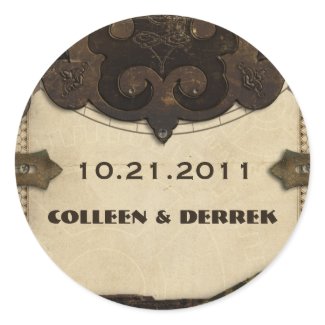 Victorian Steampunk Wedding Announcement Stickers sticker