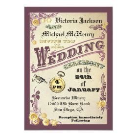 Victorian Steampunk Wedding Invitations