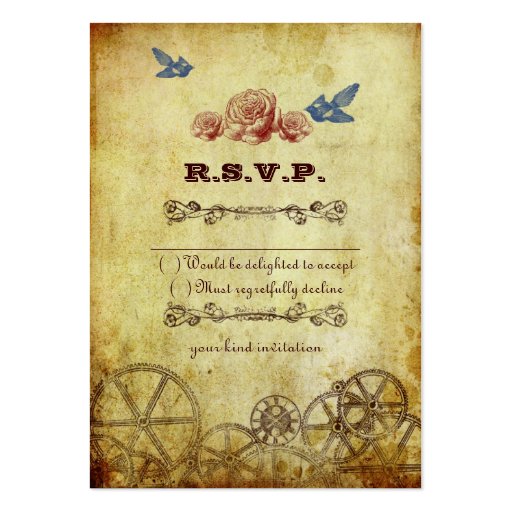 Victorian Steampunk Wedding RSVP Card Business Card Templates (front side)