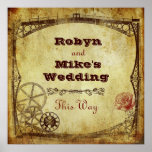 Victorian Steampunk Wedding: This Way Sign posters