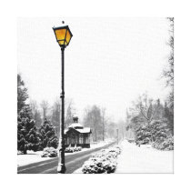 Victorian Style Street Lamp in Snowscape Canvas Print