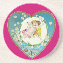Victorian Valentine A Greeting Of Love coasters