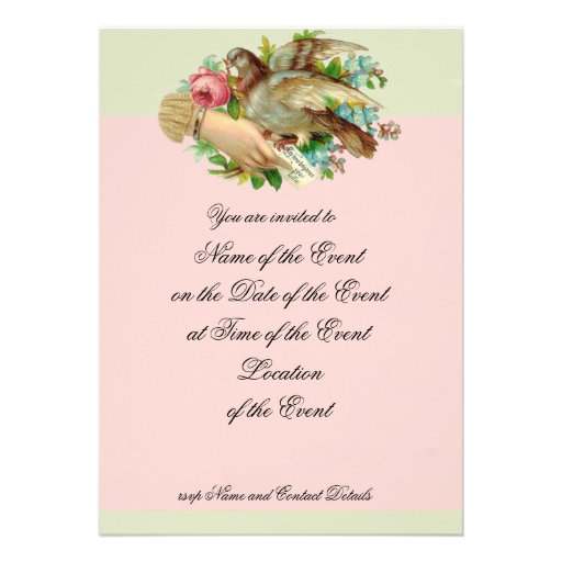 Victorian Valentine Bird and rose Invitations
