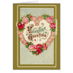 Victorian Valentine with Heart Shaped Wreath Greeting Card