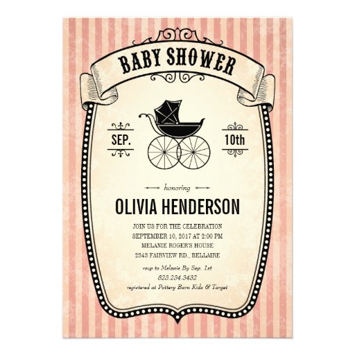 Victorian Vintage Baby Shower Invitations for Girl