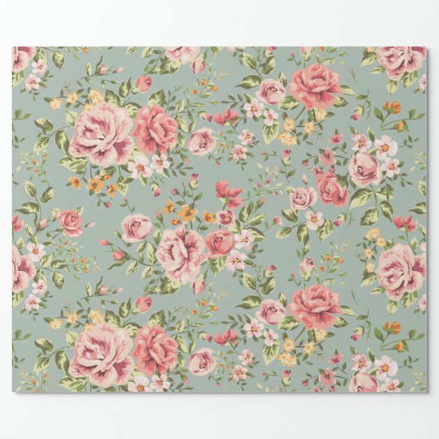 Victorian Vintage Garden Floral Pattern Wrapping Paper-1