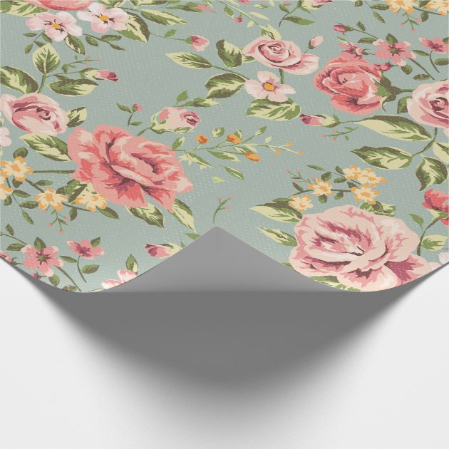Victorian Vintage Garden Floral Pattern Wrapping Paper-3