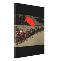 Victorian Vintage Santa Claus Reindeer Sleigh Gallery Wrapped Canvas