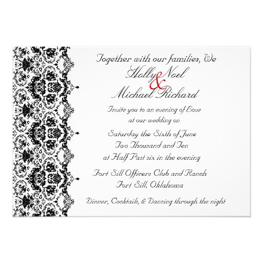 victorian,wedding,invite,red,black,white,classy