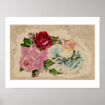 Victorian Winter Roses Poster