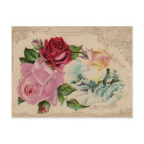 Victorian Winter Roses Vintage Postcard