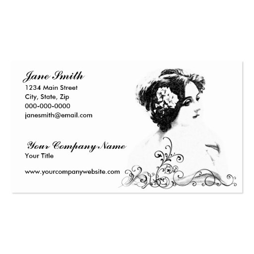 Victorian Woman Business Card Templates (front side)