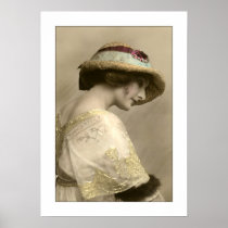 victorian woman hat beaded dress posters
