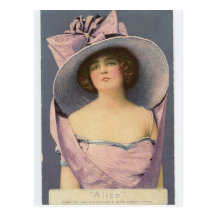 Victorian women in purple dress postcard
