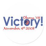 Victory Obama Wins 2008 Round Sticker