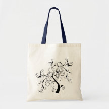 Vid o árbol blanco y negro construido con Flourish Bolsa Lienzo