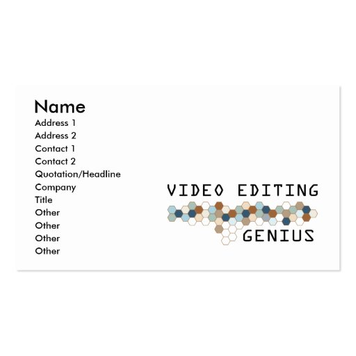 Video Editing Genius Business Cards (front side)