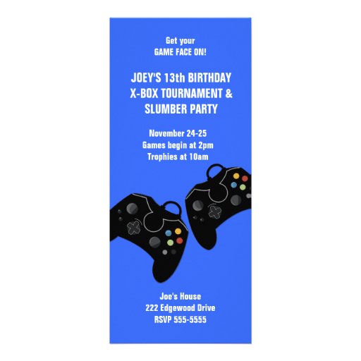 Video Game Controller Birthday Invitation 9 x 4