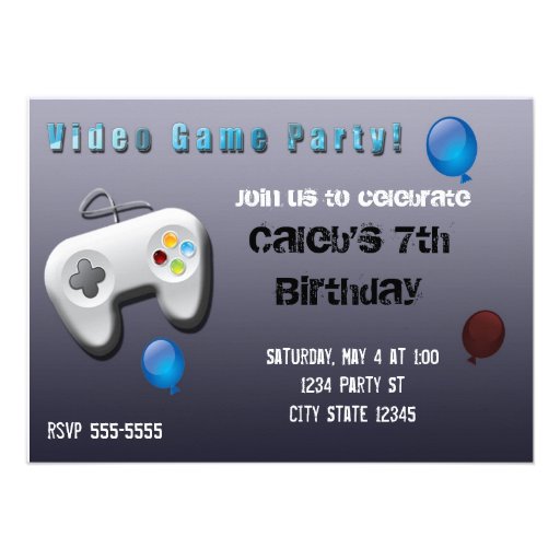 Video Game Gamer Birthday Party Invitation