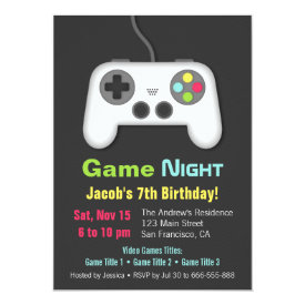 Video Game Night Boys Birthday Party Invitations
