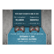 Video Game Save the Date Invite, Blue
