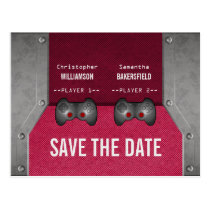 Video Game Save the Date Postcard, Pink postcards