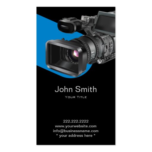 Video Recording Service Dark Business Card (front side)