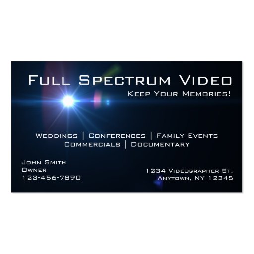 Videographer Business Cards Business Card Template