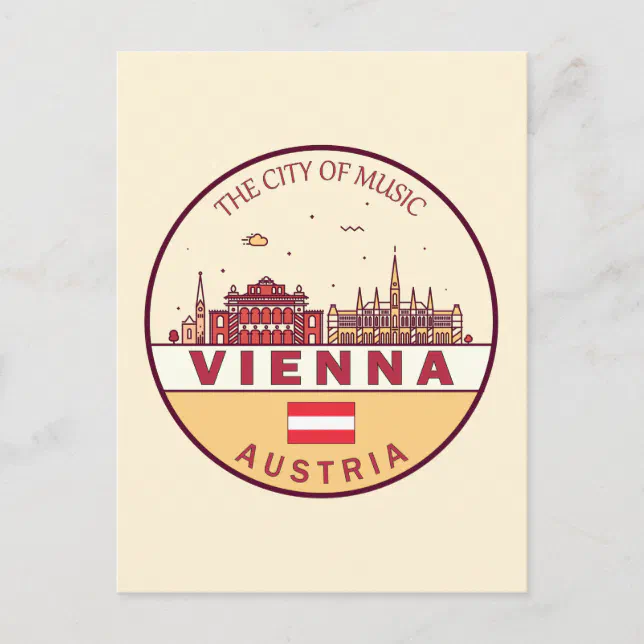 Vienna Austria City Skyline Emblem Postcard Zazzle