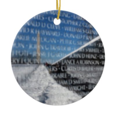 Vietnam Memorial Wall during winter Christmas Ornament