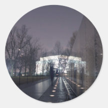 Vietnam Veterans Memorial with Lincoln Memorial Round Sticker
