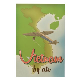 Vietnam vintage travel poster wood print